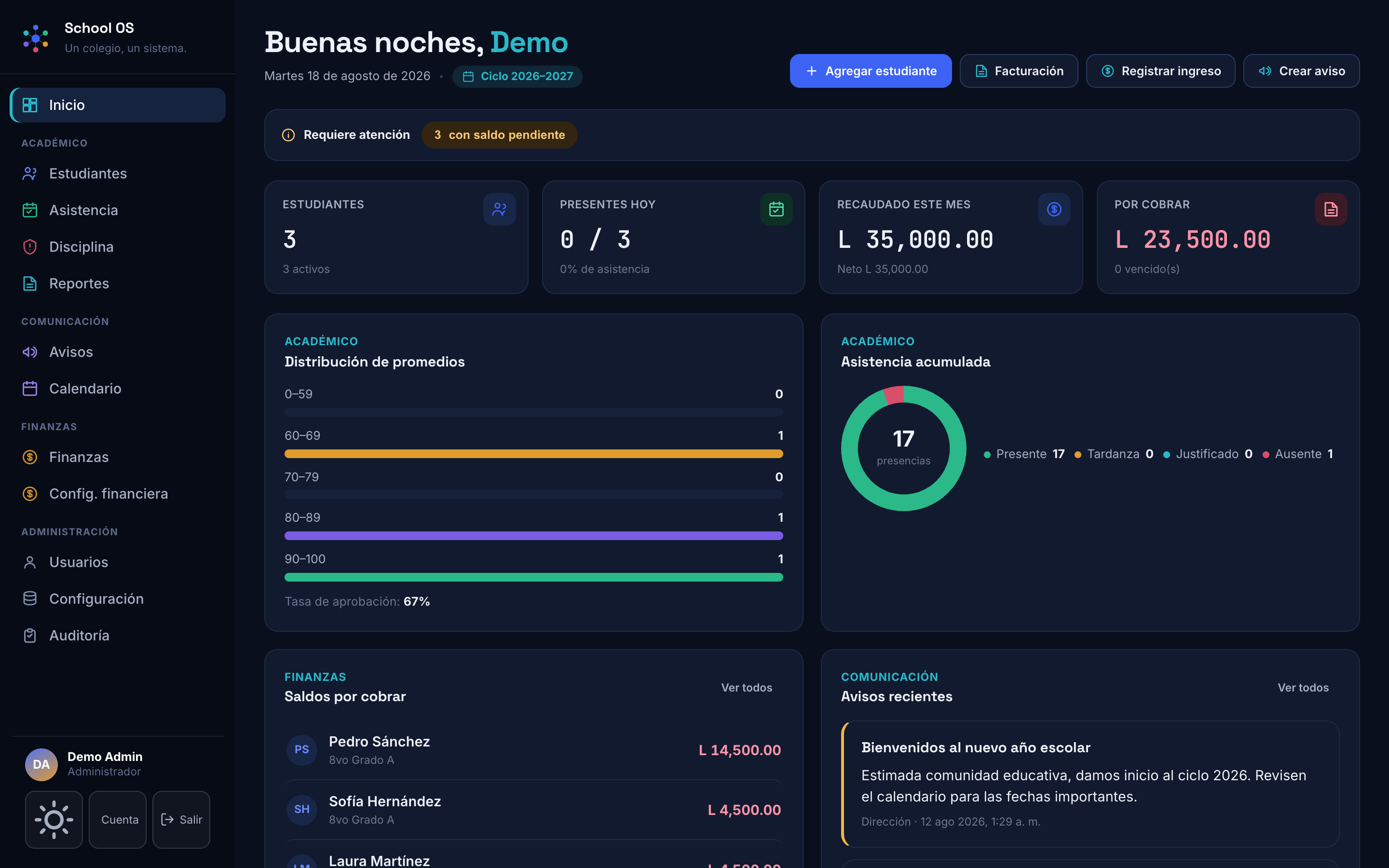 Inicio — School OS